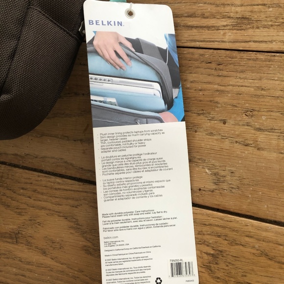 NWT Vintage Belkin Brown with Light Blue Large Messenger/Laptop Bag - Picture 7 of 10